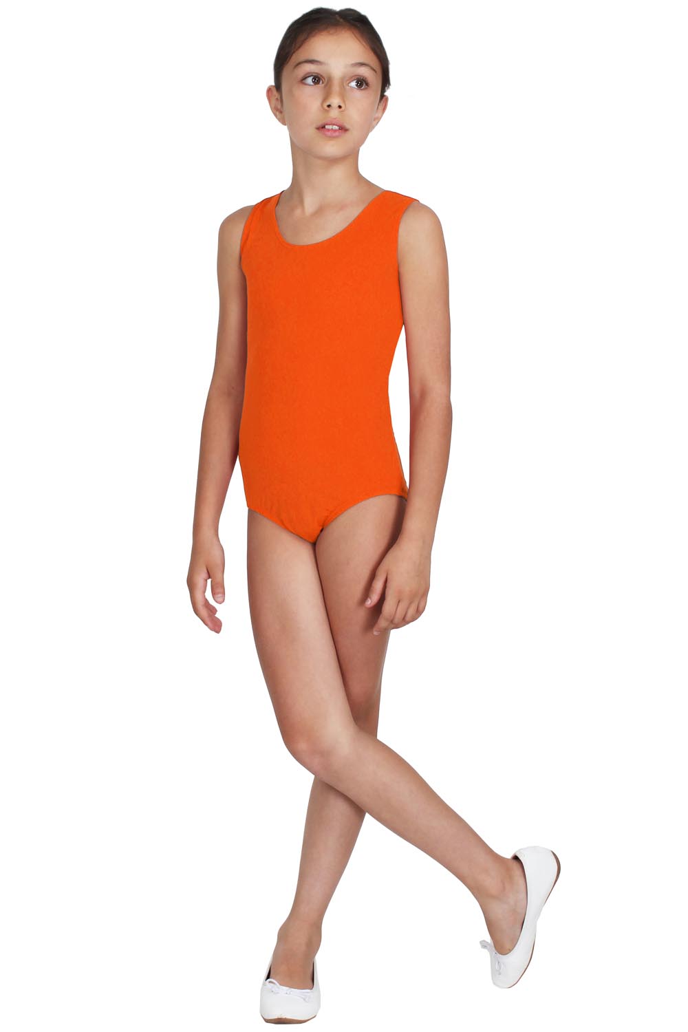 BODY DANZA LYCRA SMANICATO ARANCIONE BAMBINA